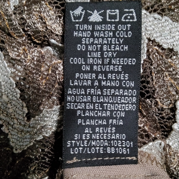 Ronni Nicole Taupe/Ivory/Gold Embroidered Chevron Print Sheath Dress Size 14 - Picture 8 of 9